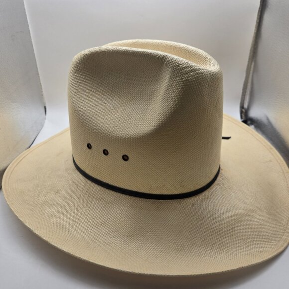 Resistol Straw Cowboy Hat 7 5/8 Self Conforming Western Long Oval - Picture 2 of 7